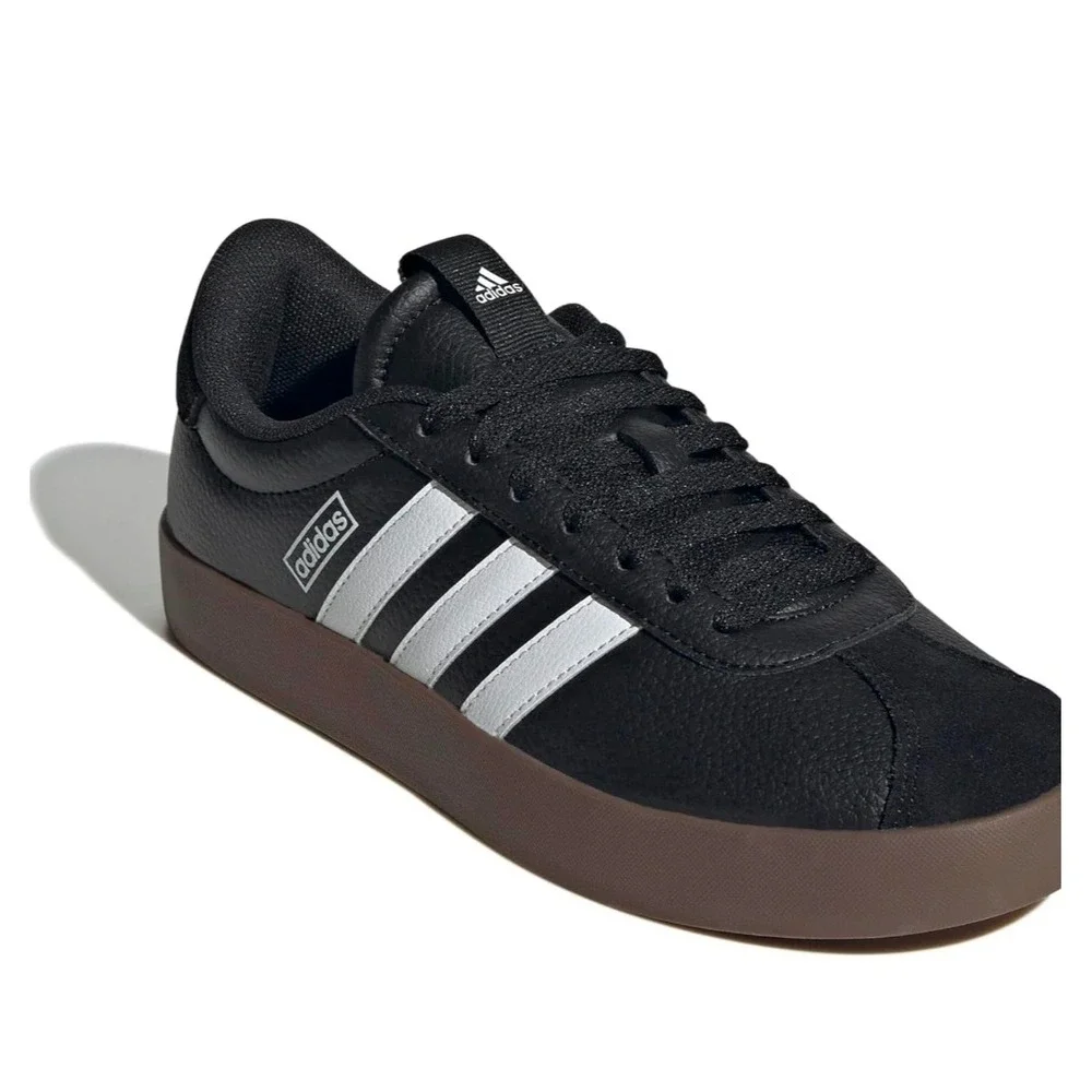 Adidas VL Court 3.0 Mens Black White Gum Leather Skate Shoes Size 10